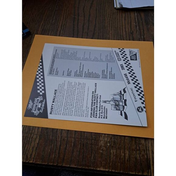 Vintage Rusty Wallace 8x10 Driver Card Miller Genuine Draft MGD #27 Spec Nascar - Picture 2 of 2